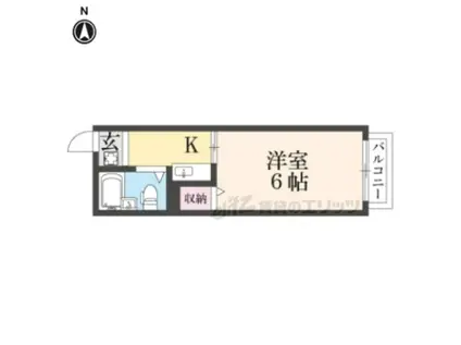 フォーシーズン山田川(1K/2階)の間取り写真