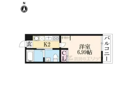 KAMO RIVER 清水五条(1K/2階)の間取り写真