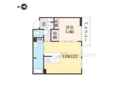 WISTERIA(1LDK/1階)の間取り写真