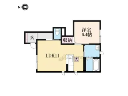 北陸本線 長浜駅 徒歩24分 2階建 築19年(1LDK/1階)の間取り写真