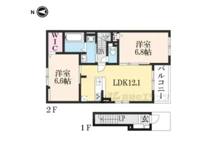 ヴィラ湧水(2LDK/2階)の間取り写真