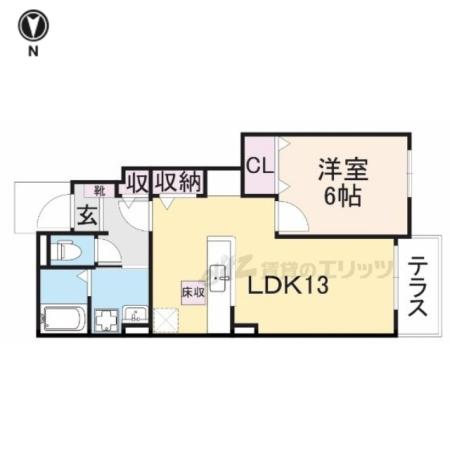 グランツオーベル 正明寺 (1LDK/1階)の間取り写真