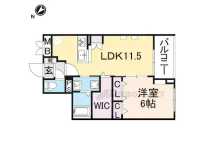 藤阪東レジデンス八弘(1LDK/4階)の間取り写真