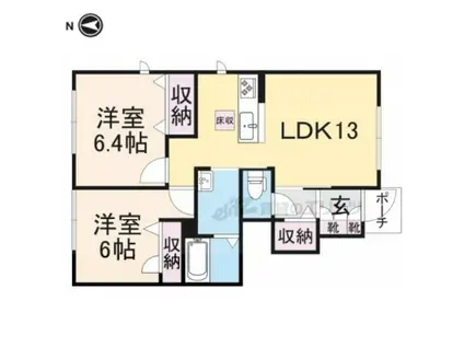レフィシア(2LDK/1階)の間取り写真