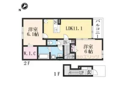 KLAR(2LDK/2階)の間取り写真