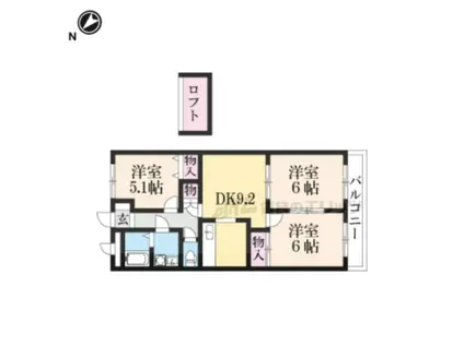 エルブライト(3DK/2階)の間取り写真