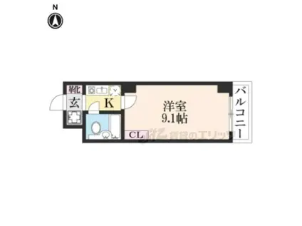 スチューデント福井(1K/3階)の間取り写真