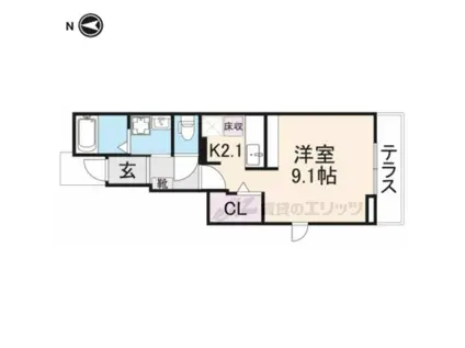 HARUKAS (1K/1階)の間取り写真