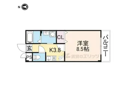 ARTーH(1K/2階)の間取り写真