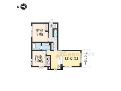 MAPLE GARDEN(2LDK/2階)の間取り写真