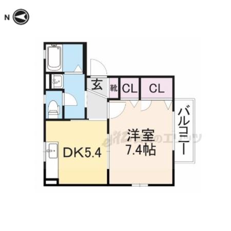 アプリコット(1DK/1階)の間取り写真