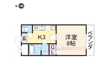 ブリリアンスシティー(1K/1階)の間取り写真