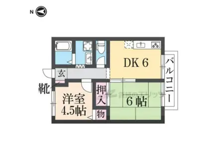 ギオンハイツ(2DK/2階)の間取り写真