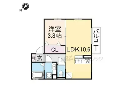 リュート(1LDK/1階)の間取り写真