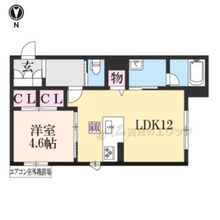 シャーメゾン西朱雀(1LDK/1階)の間取り写真