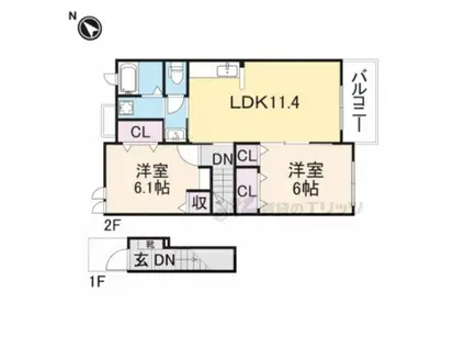 SUBARU番館(2LDK/2階)の間取り写真