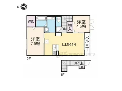 ラルーチェ(2LDK/2階)の間取り写真