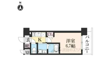 アクアプレイス京都西院(1K/5階)の間取り写真