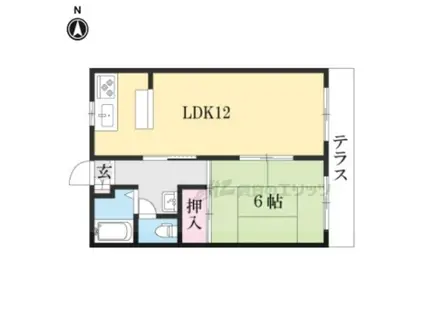 ファミール西大寺(1LDK/2階)の間取り写真