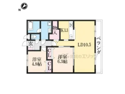 メゾン小西梅影(2LDK/2階)の間取り写真