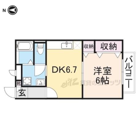 グレイス学園前(1DK/1階)の間取り写真
