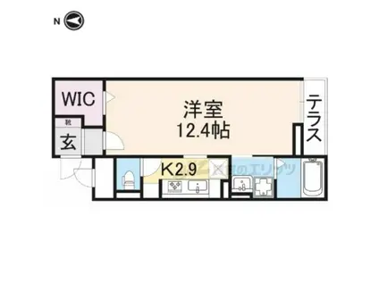 グレンディールみなと(1K/1階)の間取り写真