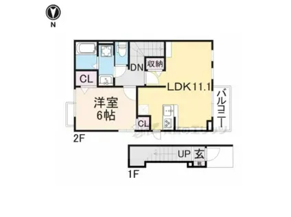 ラウレア彦根(1LDK/2階)の間取り写真