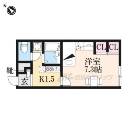 ハイラル聖徳(1K/2階)の間取り写真