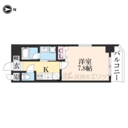 ベラジオ雅び四条通(1K/8階)の間取り写真