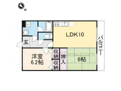 カルフール(2LDK/2階)の間取り写真