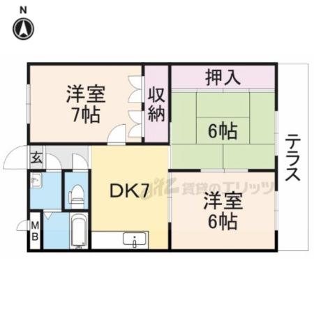 ユーミー青野(3DK/1階)の間取り写真