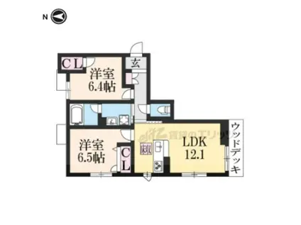 エイト・ウッド(2LDK/1階)の間取り写真