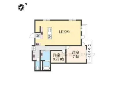 オルボス壱分(2LDK/3階)の間取り写真