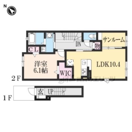 グラス トゥリーズ(1LDK/1階)の間取り写真
