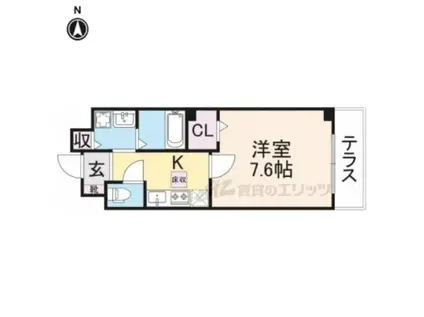 インフィニティー(1K/2階)の間取り写真