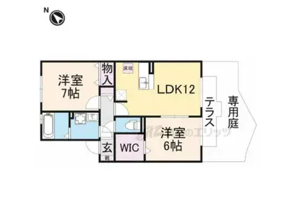 ルミエール南生駒(2LDK/2階)の間取り写真