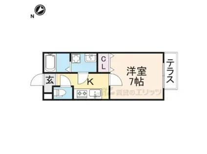 アネックスB(1K/2階)の間取り写真