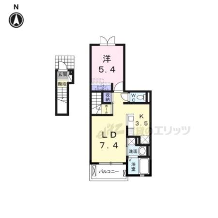サンセレノ WABI(1LDK/2階)の間取り写真