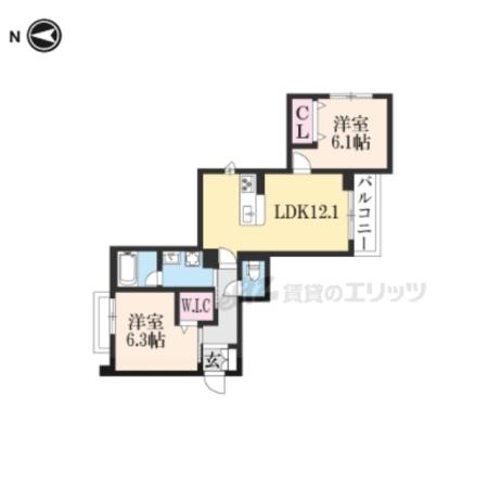 マイルストーンS山陵(2LDK/3階)の間取り写真