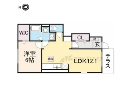 グリーン・エコー(1DK/1階)の間取り写真