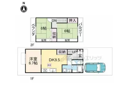 京都市東西線 東野駅(京都) 徒歩5分 2階建 築23年(3LDK)の間取り写真