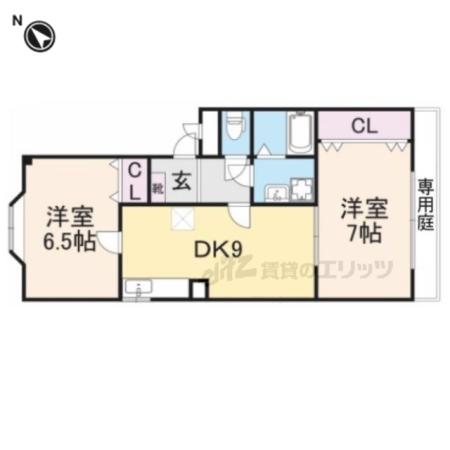 グラン・プエンテ・セルカ西町(2DK/1階)の間取り写真