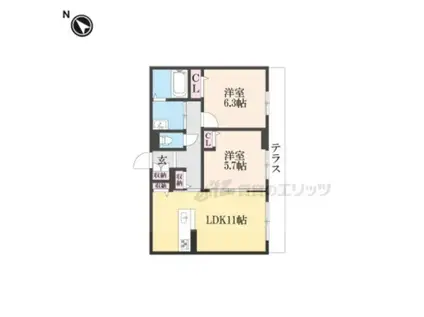 シャーメゾン アイ(2LDK/1階)の間取り写真