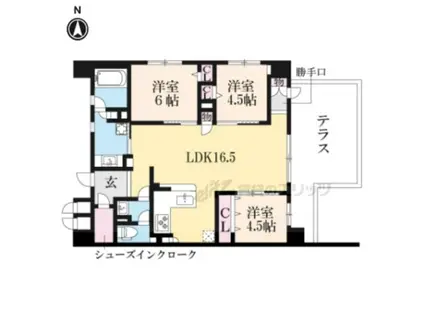 エステムコート京都紫野(3LDK/1階)の間取り写真