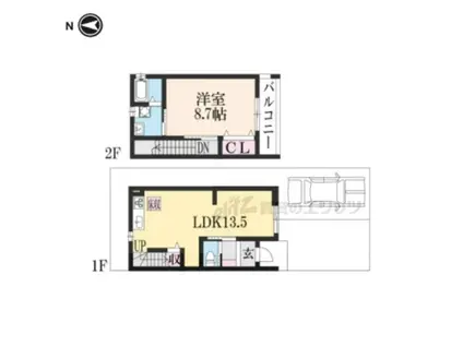 東海道本線 西大路駅 徒歩10分 2階建 築4年(1LDK)の間取り写真