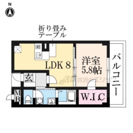 アンソレイエ(1LDK/6階)の間取り写真