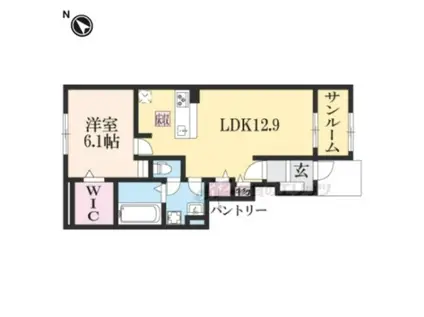 アリビオ(1LDK/1階)の間取り写真