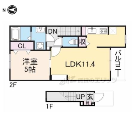 ルナ ヒルズ(1LDK/2階)の間取り写真