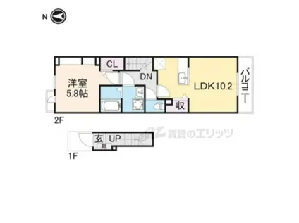 フォンテ-ヌ N-V(1LDK/2階)の間取り写真