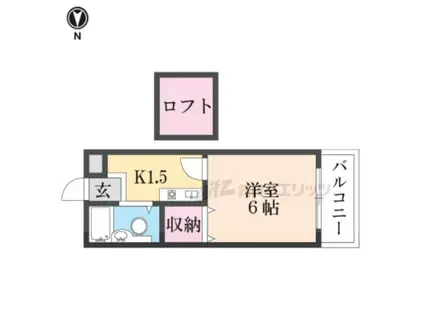 プレアール東生駒(1K/1階)の間取り写真